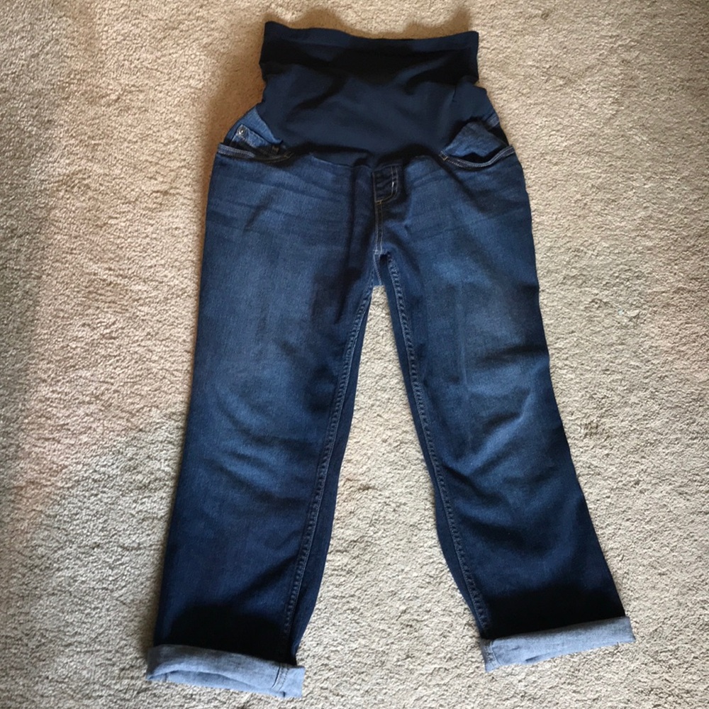 Indigo Blue Maternity Cropped Denim Pants